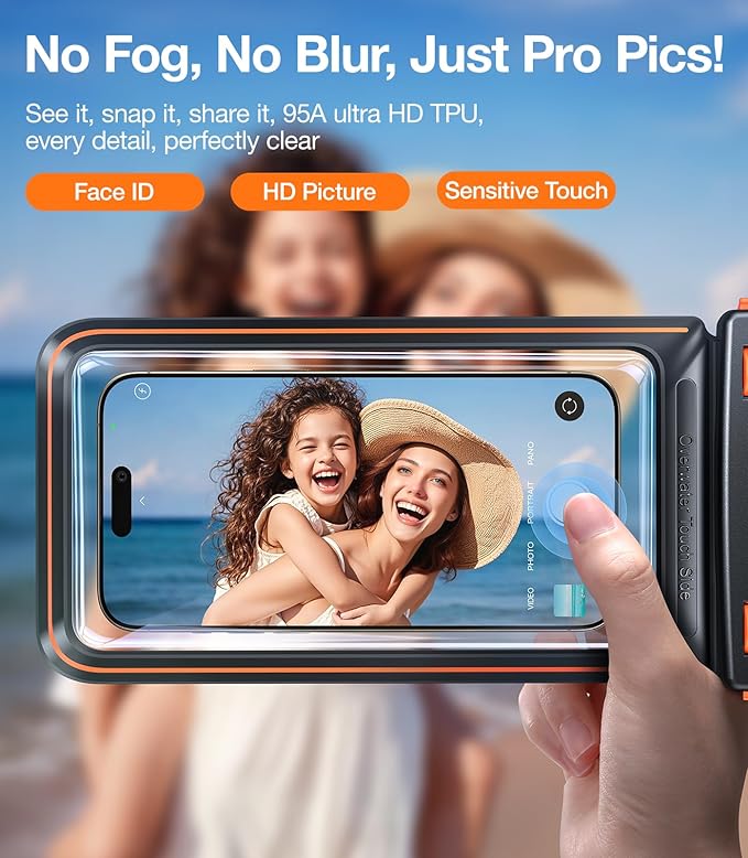 TORRAS 2 Pack IPX8 Waterproof Phone Pouch Floating, Underwater Screen Touchable, Waterproof Phone Case with Lanyard for iPhone 16 Pro Max 15 14 S25, Cell Phone Dry Bag Cruise Essentials 7.0", Black