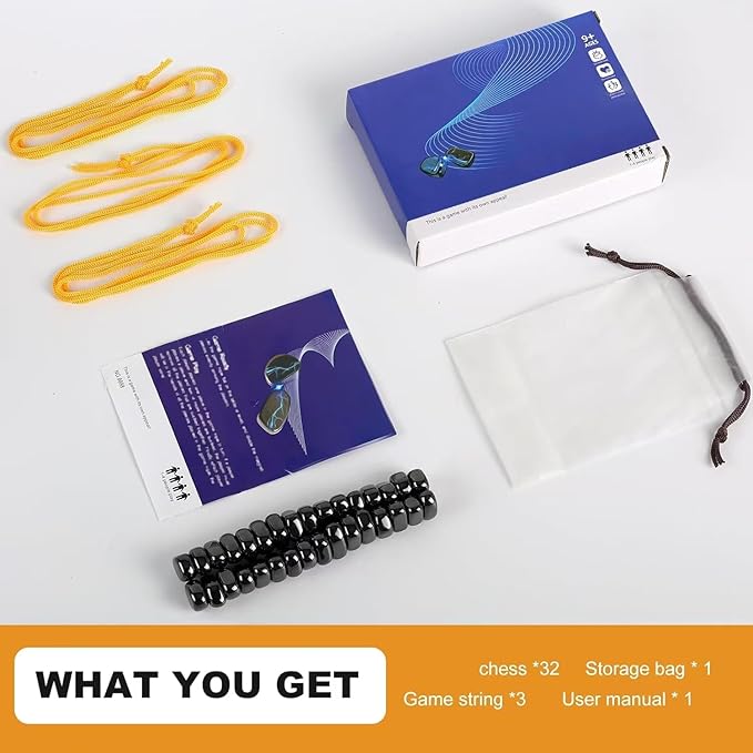 Chess Game,32 Stones, 3 String & Portable Storage Bag, Strategy Board Game for Family Night, Use for Kids Adults (Age 9+)