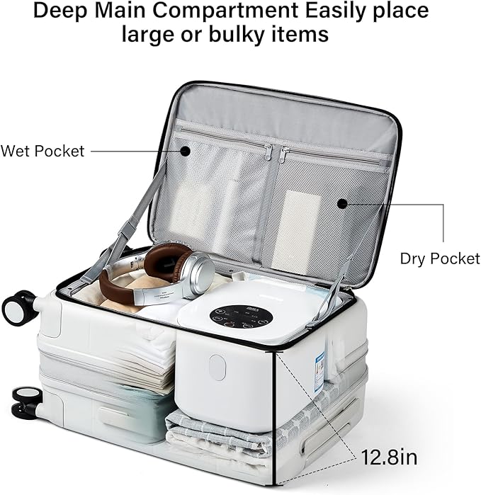 Hanke Hardside Expandable Checked Luggage, 24 Inch Top Opening Trunk Luggages with Spinner Wheels, All-PC Hard Shell Suitcase, Lightweight TSA Checked-Medium(Smoke White, 83L)