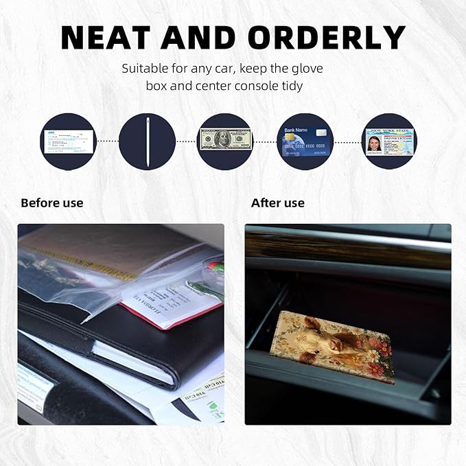 Car Registration and Insurance Holder PU Leather Vehicle Insurance and Registration Holders Wallet Case with Elastic Band Closure for ID Card, Driving Licence, Calf Flower Field