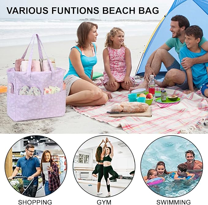 Bluboon Waterproof Beach Tote Pool Bags for Women Ladies Extra Large Carry On Bag With Wet Compartment for Weekender Travel