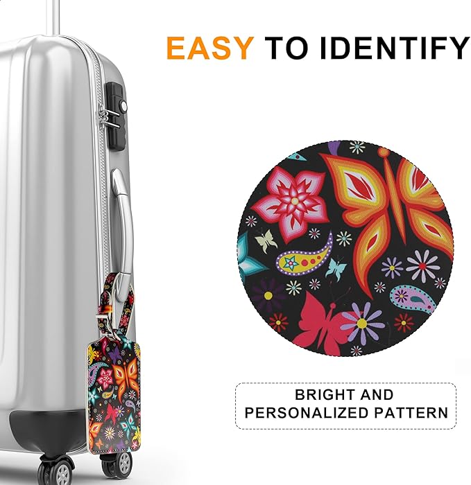 4 Pack Luggage Tag for Suitcases TSA Approved, Leather Suitcase Tags Identifiers, Cute Bag Name Travel Tags ID Labels for Women Men Cruise Airport Luggage Travel Essentials by Sodsay