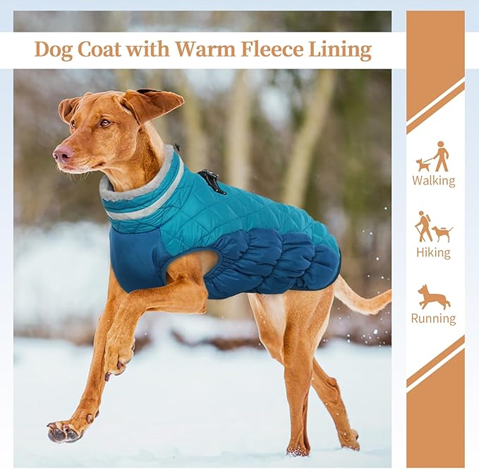 OUOBOB Dog Jackets for Large Dogs, Large Dog Winter Coat, Pet Cold Weather Coats, XXXL Pet Jacket with D-Ring, Waterproof Coat with Back Zipper,Snowsuit Labrador German Shepherd Doberman,XXXL