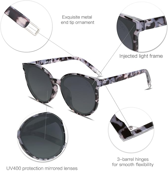 SOJOS Fashion Round Sunglasses for Women Men Oversized Vintage Shades SJ2057