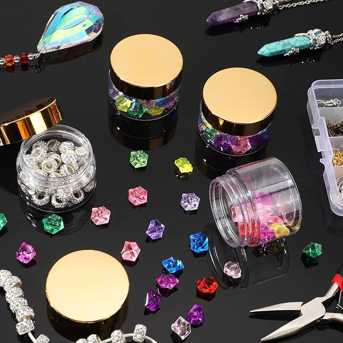 SATINIOR 36 Pieces 4 oz Plastic Jars with Lids Wide Mouth Airtight Reusable Container Acrylic Cosmetic Small Jars for Lotions Ointments Travel Toiletries Creams Make up Storage(Gold)