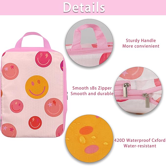 8 Pcs Compression Packing Cubes for Travel, Lightweight Waterproof Luggage Organizer Bags Set, Washable Packaging Cubes for Women Backpack Carry-On Suitcases