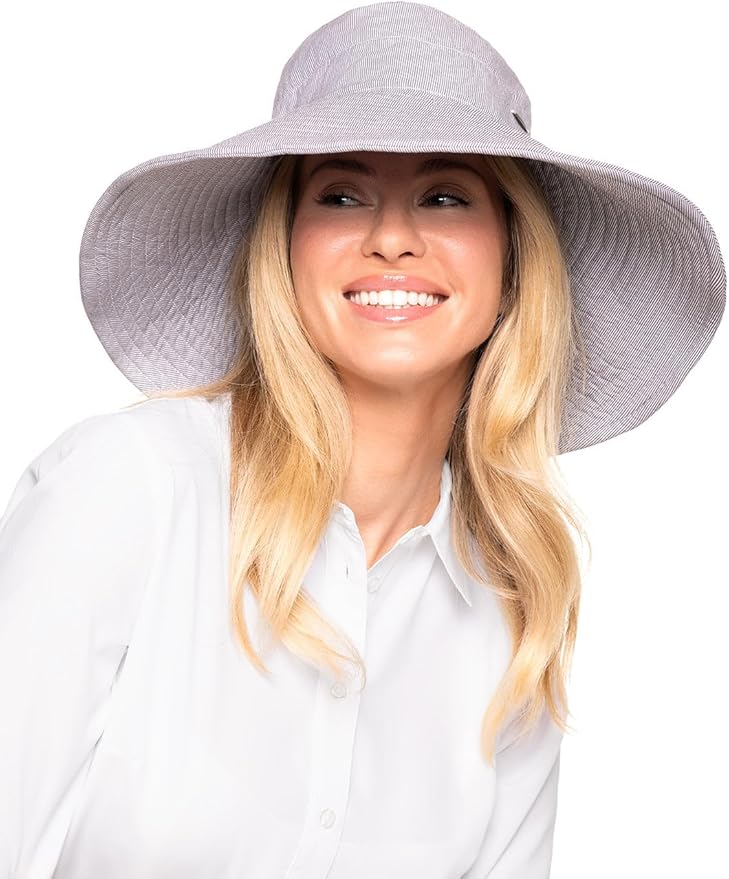 Women's Beach Hat - UPF 50+ Sun Protection - Brittany in Black/White