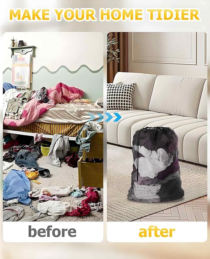 6 Pack Large Mesh Laundry Bags, 24 x 36" & 12 x 16" Heavy Duty Washable Drawstring Wash Bag with Drawstring Closure