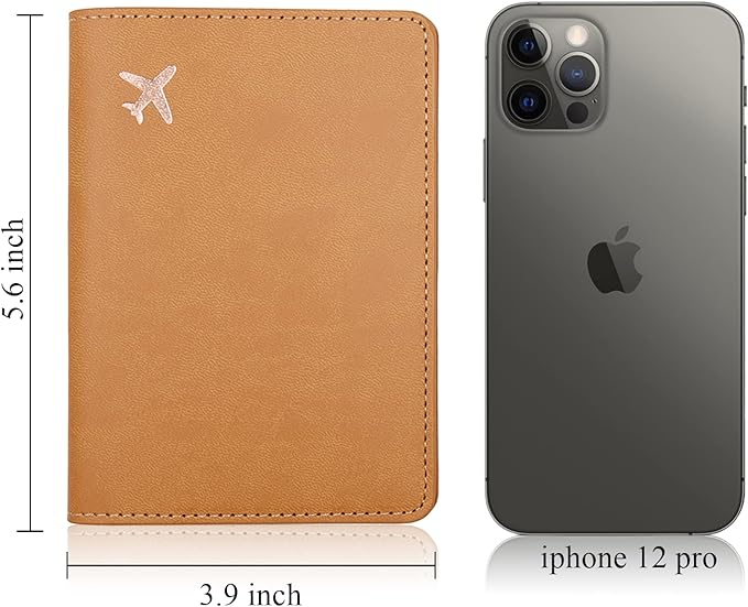 Deziliao Passport Wallet, Faux Leather, Lightweight, Waterproof, Rfid Blocking, Slim, Brown