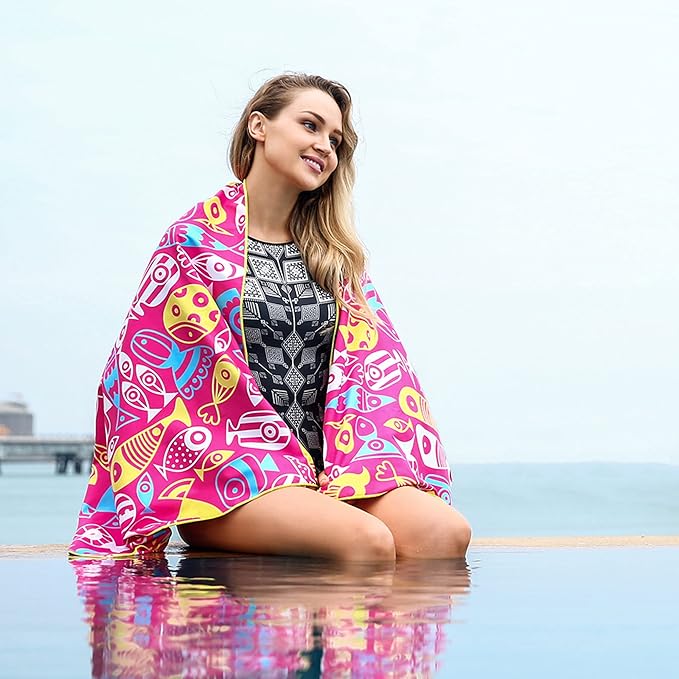 4Monster Microfiber Beach Towel Quick Dry,Super Absorbent Lightweight Travel Towel for Swimmers, Sand Free Camping Towel, Beach Towels for Pool,Swim,Water Sports,Yoga