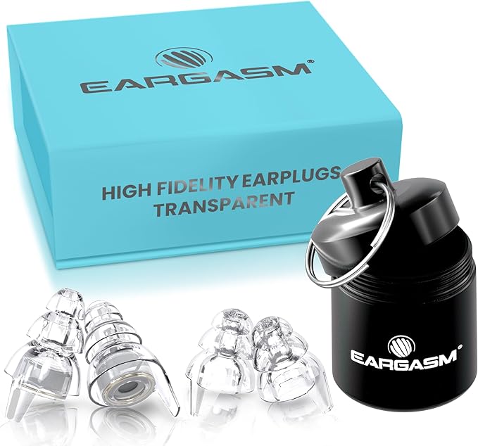Eargasm High Fidelity Earplugs with Transparent Filters - Reusable Noise Reduction Hearing Protection Ear-Plugs with Carrying Case for Motorcycle, Concerts, Festivals, Raves, Live Events, Sports