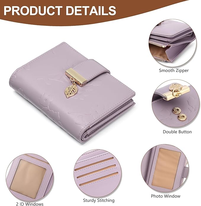 yiijay Small Wallet Women RFID Blocking Leather Bifold Wallet Credit Card Holder for Women Ladies Compact Wallet Mini Purse With Zipper Pocket