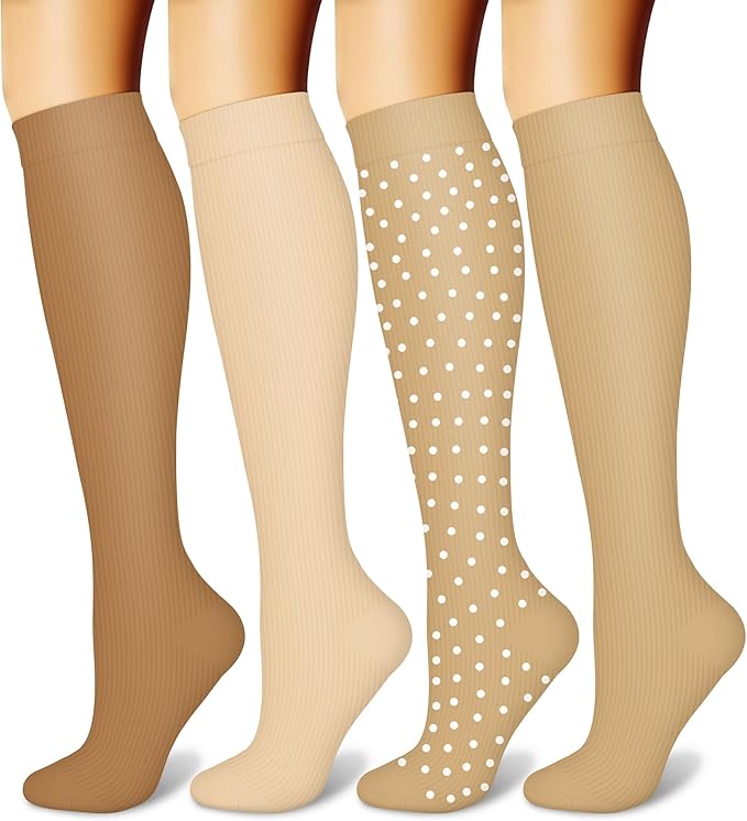 CHARMKING Compression Socks for Women and Men Circulation 4 Pairs 15-20 mmHg Best Support for Athletic Running Cycling