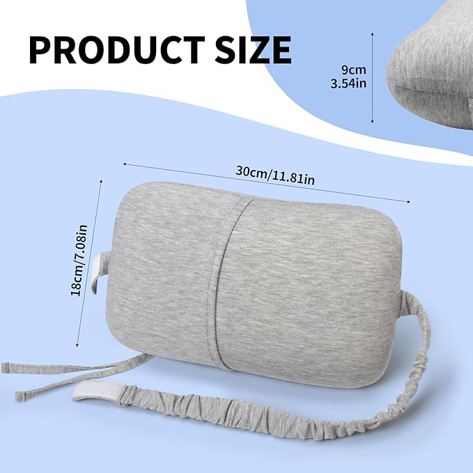 Portable Small Travel Pillow, Made with Soft Memory Foam Pillow and Breathable Cover, for Backpacking Hiking, Camping, Airplane and Car Trip (Gray)