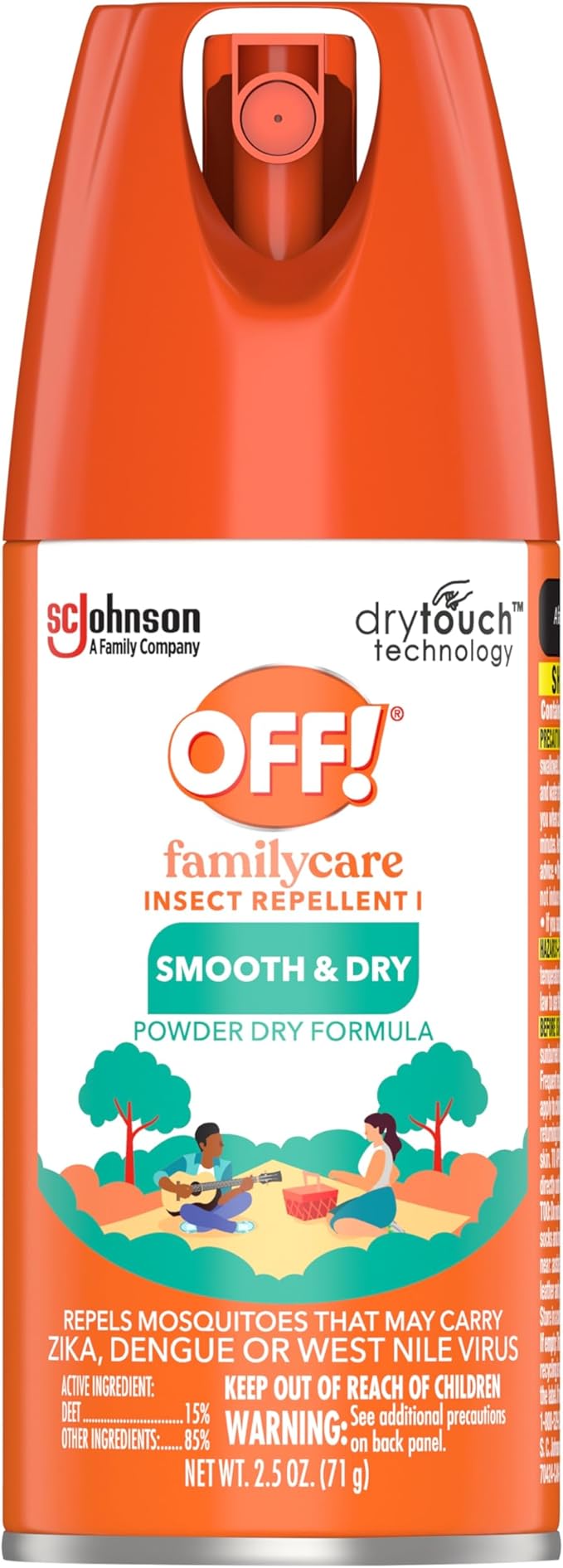 OFF! Family Care Insect & Mosquito Repellent I, Smooth & Dry Bug Spray for The Beach, Backyard, Picnics and More, 2.5 oz.