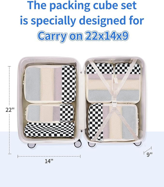 Narwey 6 Set Compression Packing Cubes for Travel Kids Women Carry on, Packing Organizers Bag for Backpack Luggage Suitcase Duffle Bags