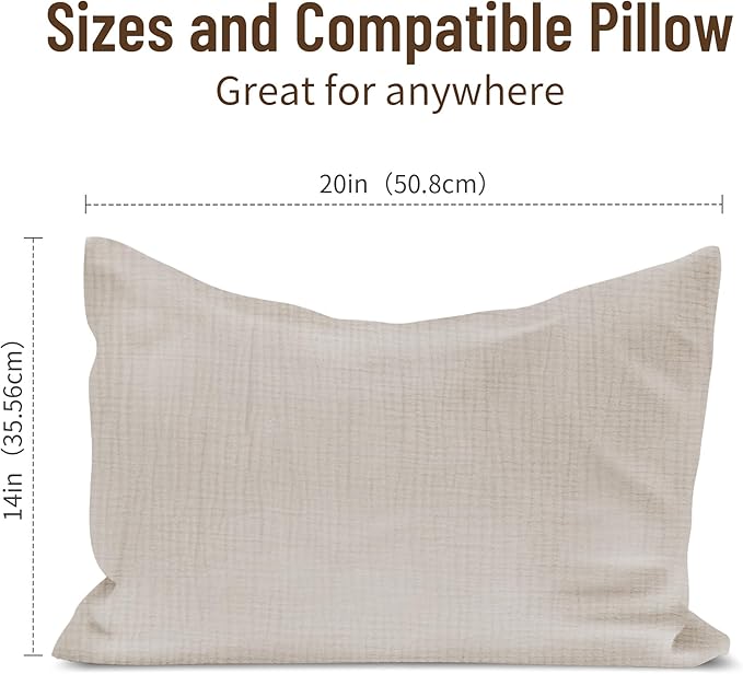 Toddler Pillowcases for 14"x20" Pillow 2 Pack, Muslin Small Toddler Baby Kids Travel Pillow Covers for Boys Girls with Envelope Closure (White, 14 x 20 Inch)