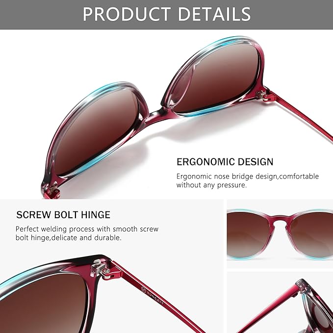 SUNGAIT Premium Vintage Round Sunglasses for Women Men Classic Retro Trendy Style