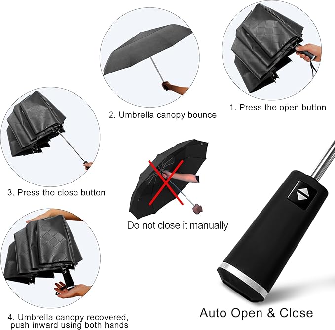 Satol 46/54/62 Inch Large Golf Umbrella, Windproof 10 Ribs Automatic Open/Close Oversize Double Canopy Vented Portable Folding Travel Umbrellas, UPF 50+ Sun & Rain Compact Umbrellas for Outdoor