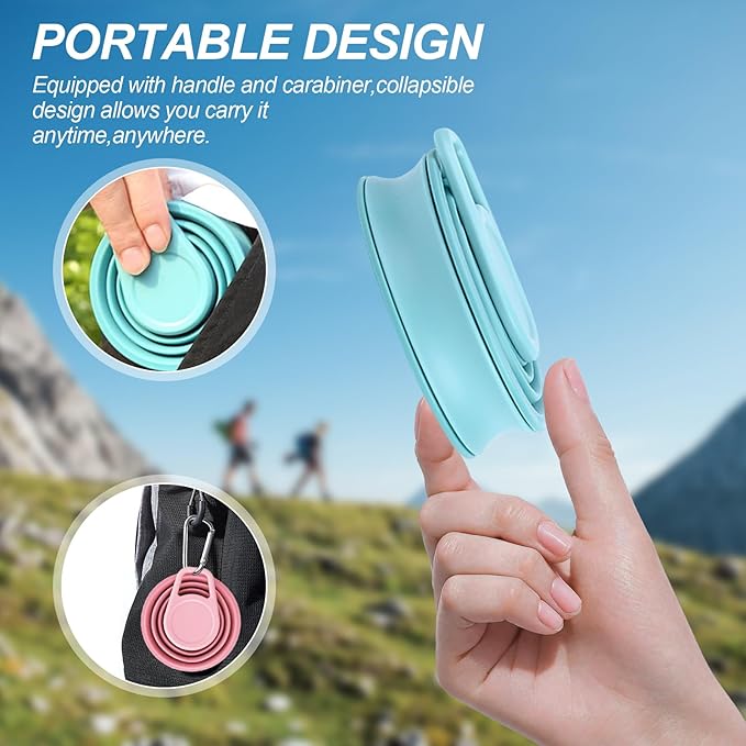 17oz Collapsible Water Bottle,Reuseable BPA Free Silicone Foldable Water Bottles for Outdoor, Travel Gym Hiking,Backpacking Portable & Leakproof,Portable Leak Proof Sports Water Bottle (B)