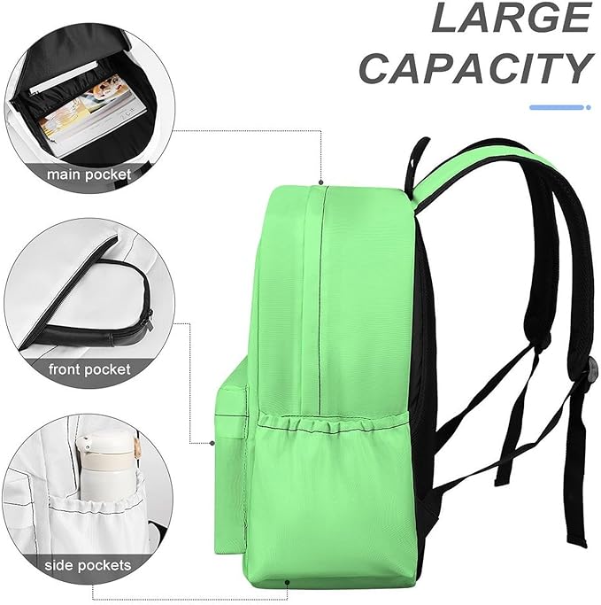 Mint Green Backpack Adult Travel Daybag for Women Men College Backpack for Vacation Hiking Camping Bag