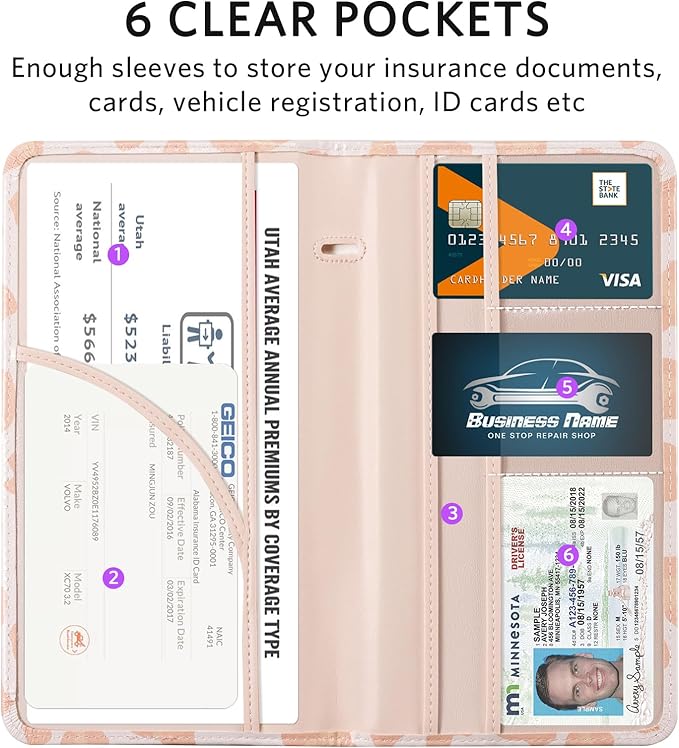 CoBak Car Registration and Insurance Holder - Vehicle Glove Box Car Organizer,Auto Truck Comparment Accessories Case with Magnetic Closure for Driver License,Cards