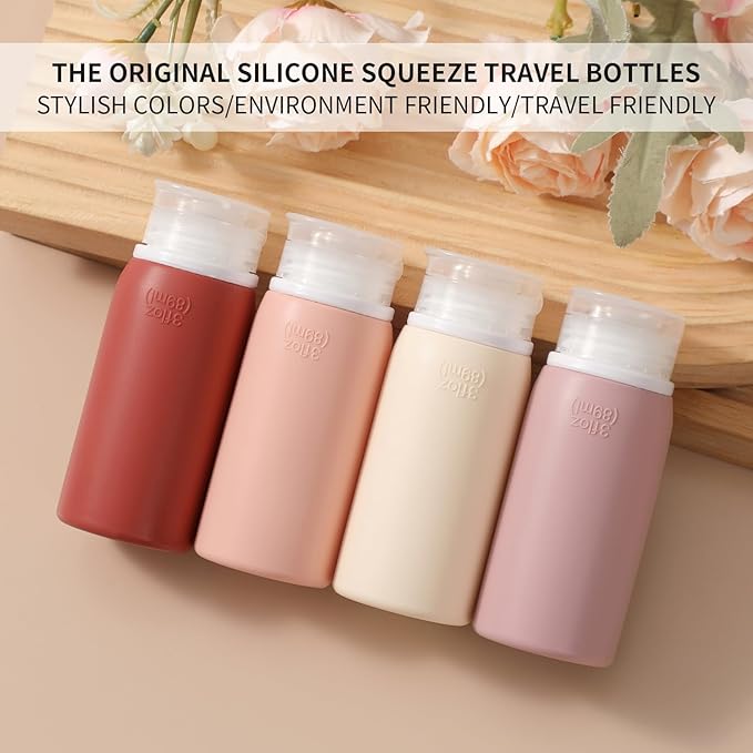 Muslish 21 Pack Travel Bottles for Toiletries, Leak-Proof TSA Compliant Silicone Travel Size Containers for Shampoo and Conditioner, BPA Free with Toiletry Bag (Cream)