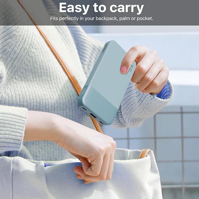 NOBIS Portable Charger, 10000mAh Power Bank Fast Charging, Battery Pack with C to C Cable, Battery Bank with Digital Display for iPhone iPad Android etc (Blue, 35W)