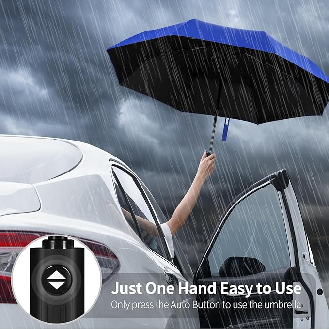 Yoobure Windproof Travel Umbrella - Automatic Umbrellas for Rain, Compact Folding Umbrella with UV Protection, Lightweight Portable Design for Backpack/Walking/Car, Sun & Storm Ready