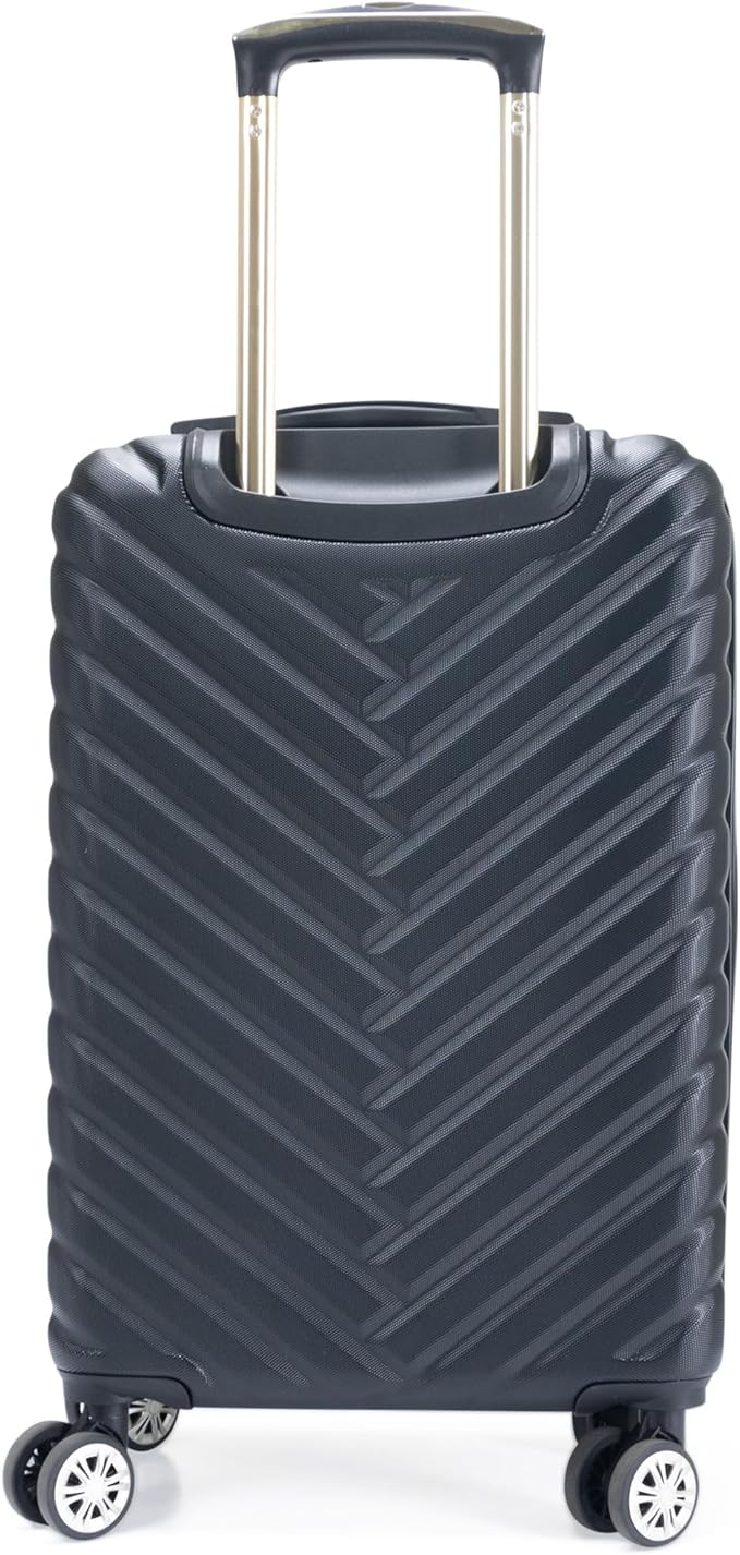 Kenneth Cole REACTION Madison Square Lightweight Hardside Chevron Expandable Spinner Luggage, Black, 20-Inch Carry On