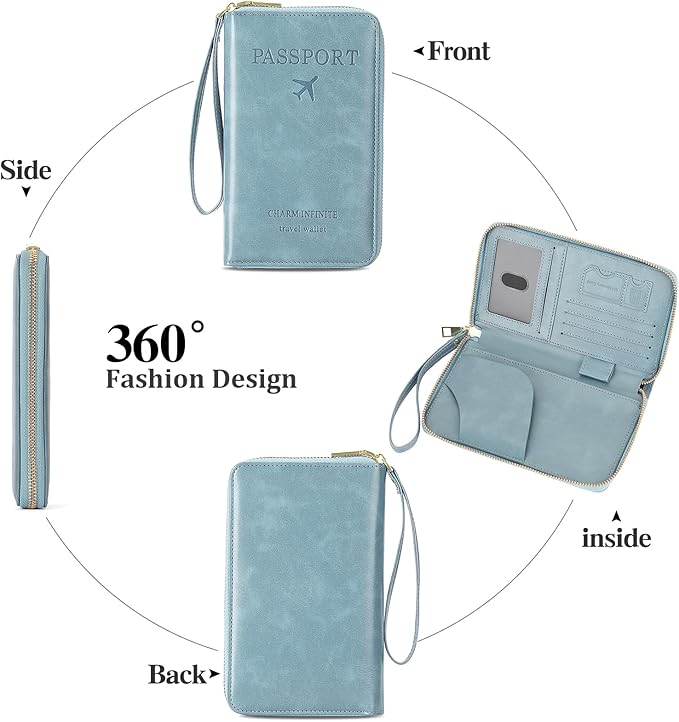 Leather RFID Blocking Passport Holder Travel Wallet, Passport Cover/Travel Wallet for Women/Men with