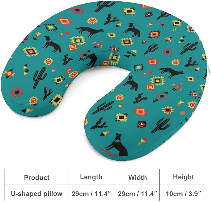 Compact Polyester Neck Support Pillow, Southwestern Native American U-Shaped, U-Shape Rest Cushion for Car Office Travel, Machine Washable Comfort