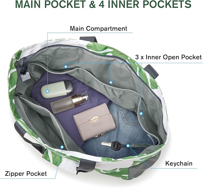 G4Free Beach Bag, Waterproof Sandproof Beach Tote Bag, Large Capacity Foldable for Women