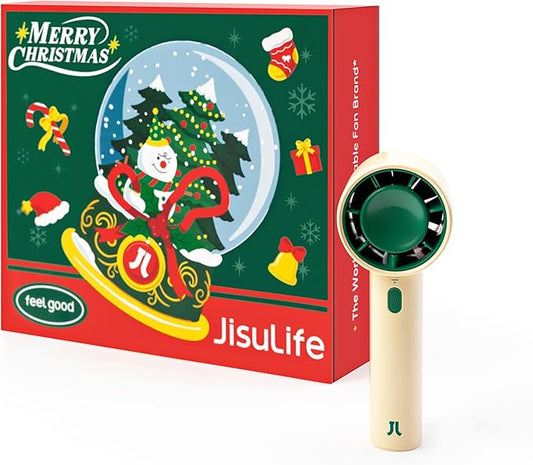 JISULIFE Portable Handheld Fan, 4000mAh Mini Rechargeable Fan, 5 Speeds & Up to 22H Cooling. Ideal for travel, camping, and Christmas festivities. Gift for Women, Men, Bridesmaids, Birthday (Beige)