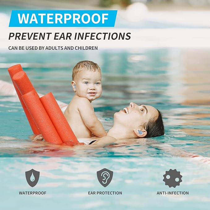 LYSIAN Soft Moldable Silicone Earplugs for Sleep, 5 Pairs, SNR 27dB Noise Cancelling Sleeping Ear Plugs for Swimming, Travel, Snoring(Blue)