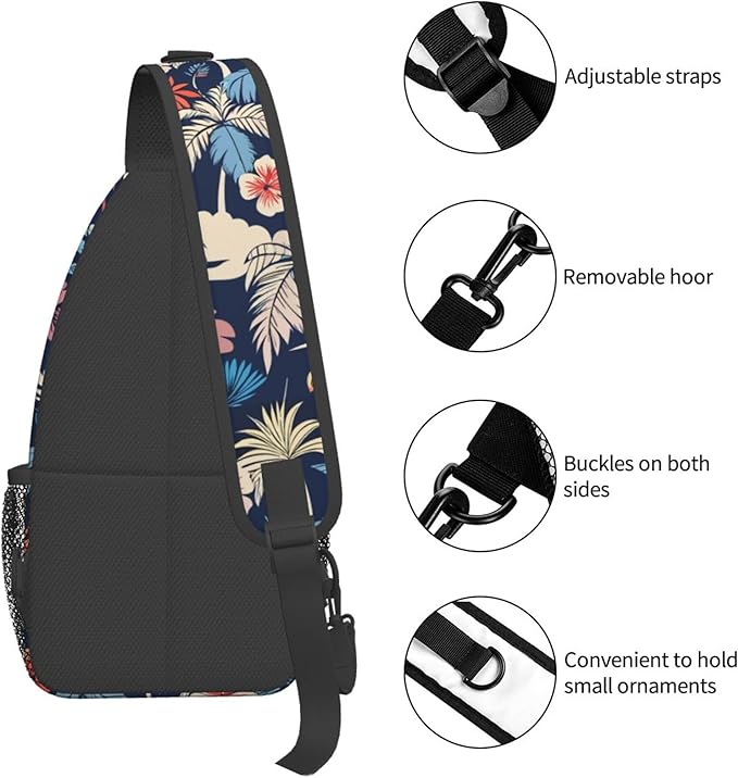 Hawaii Tropical Palm Sling Backpack Crossbody Bag Casual Chest Bags Travel Hiking Daypack Shoulder Bag for Women Men