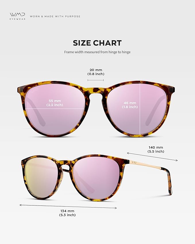 WearMe Pro Round Polarized Sunglasses for Women - UV400 Protection, Lightweight Frame, Vintage Retro Style