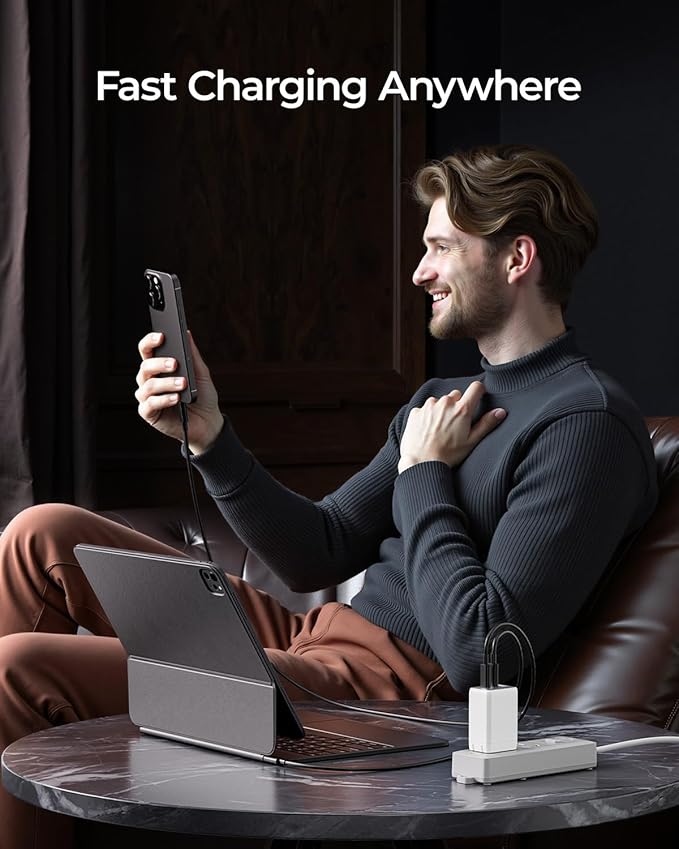 67W USB C Charger, 3-Port GaN Fast Charging Block with Foldable Plug, Compatible with MacBook Pro/Air, iPad Pro, iPhone 16/15/Pro, Galaxy S25/S24, Note20, Pixel, Apple Watch, (White)