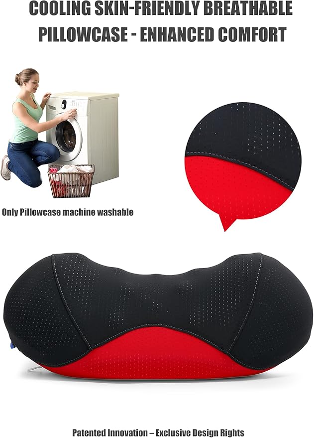 Bespilow Patented Dual-Layer Cervical Neck Roll Pillow-Comfort Top + Firm Memory Foam Base,Ergonomic Contour Support,Cooling Breathable Case- Relieves Neck Pain from Office,Travel,Sleep& Poor Posture