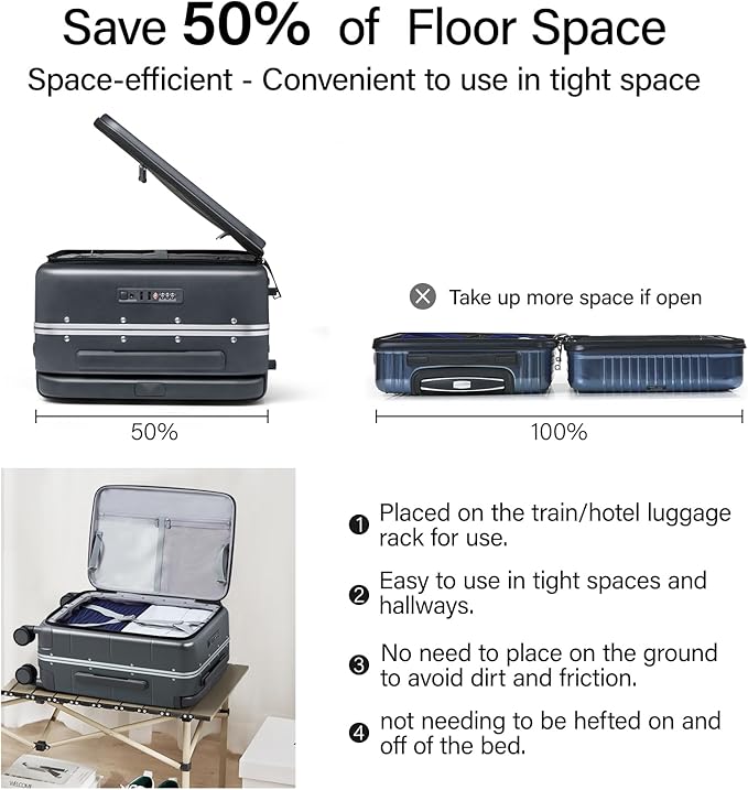 Hanke Top Opening 24 Inch Luggage with Spinner Wheels, Aluminum Frame All-PC Hard Shell Medium Suitcase, Zipperless Trunk Wide Handle Luggage, TSA Checked-Medium(Graphite Grey, 69L)