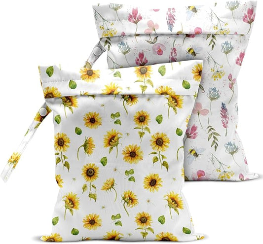 2 Pcs Wet Bag, Wet Dry Bag, Wet Bag for Swimsuit, Travel, Beach, Pool, Diapers, Dirty Yoga Gym Clothes, Toiletries, Makeup Bag, Boho Heart Decor Romantic Gifts for Birthday Wedding.