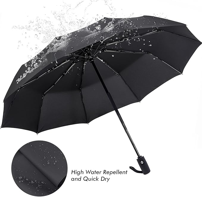 ZOMAKE Travel Umbrella Compact - 10 Ribs Portable Collapsible Umbrellas for Rain Windproof - Paraguas Automatic Small Folding Umbrella Lightweight Packable Umbrella for Women Men