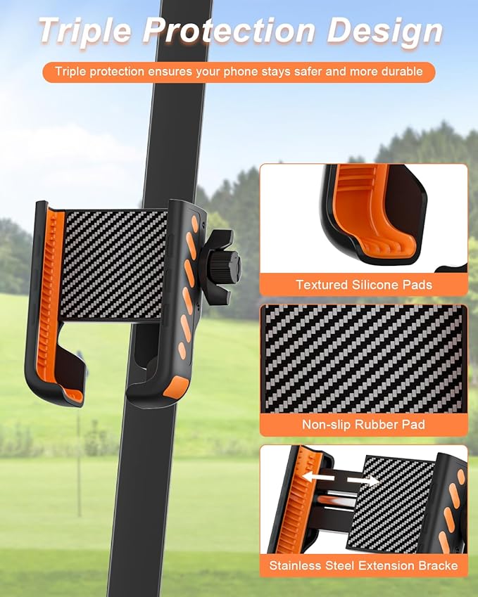 Magnetic Golf Cart Phone Holder Mount Compatible with iPhone/Galaxy/Google Pixel, Fits EZGO Club Car Yamaha, Ultra Strength Magnet/360° Rotatable/1s Phone Clip Install & Golf Cart Accessories