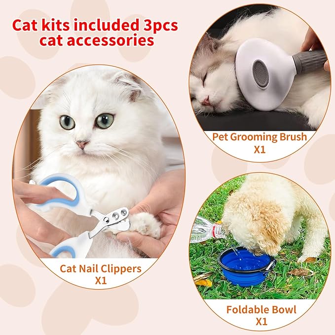Pet Carrier Bag Airline Approved Up for Cats and Dogs Up to 20LBs, Soft Cat Carrier Dog Carrier Travel Kitten Carrier with Mat, Nail Clipper, Brush, Foldable Bowl Cat Accessories