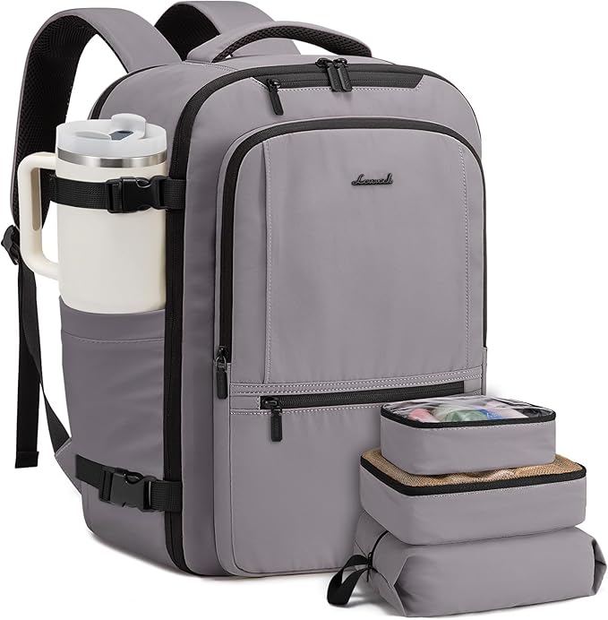 LOVEVOOK Travel Backpack for Women & Men, 40L Large Carry On Backpack Airline Approved, TSA Personal Item Weekender Bag, Water Resistant Laptop Backpack with 3 Packing Cubes for Travel Essentials