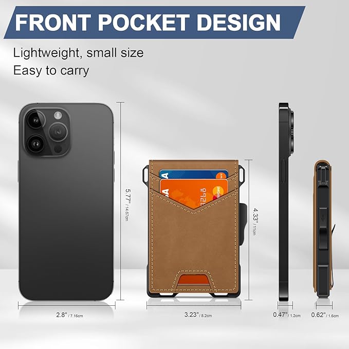 Wallet for Men, Minimalist Slim Mens Wallet with Money Clip, RFID Blocking Smart Pop Up Card Wallet with ID Window, Compact Bifold Wallet,Metal Aluminum Credit Card Holder