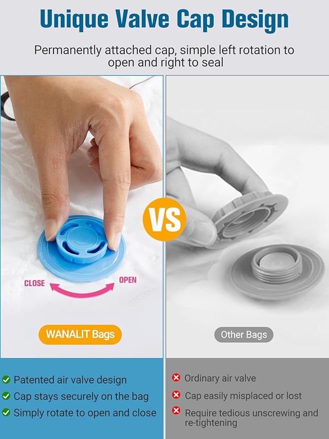 Vacuum Storage Bags with Electric Pump, New Air Valve Combo 32 Pack Vacuum Space Saver Bag, Vacuum Sealer Bags for Clothes, Clothing, Pillows, Comforters, Blankets, Quilt, Travel, Two Compressing Ways