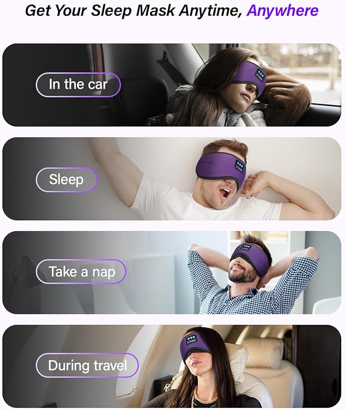 LC-dolida Sleep Headphones, White Noise Bluetooth Sleep Mask 3D Breathable Wireless Eye Mask for Timing, Sleep Mask with Bluetooth Headphones for Side Sleepers Travel Yoga, Cool Gadgets for Women Men