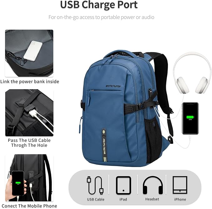 Blue Business Laptop Backpack for Men Women, 30L Anti-Theft Carry on Travel Backpack Flight Approved for Airplane, Adults Back pack Bag for Work, Commuting, Weekend Casual Daypack