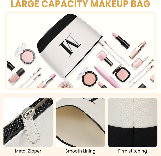 BAGAIL Initial Tote Bag, Personalized Birthday Gifts for Women, Teacher, Friends, Mom, Wedding, Monogrammed Beach Bag